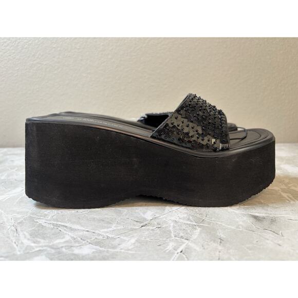 Women’s NOBO No Boundaries Ashton‎ Y2K Platform Sandal Black Size 8 New Slip On - Picture 3 of 9